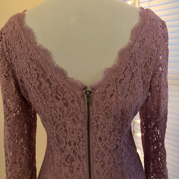 Adrianna Papell Lilac Sheath Lace Dress - Picture 5 of 8